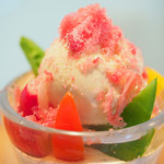 ランチコース 4484円 の野菜のパフェ 蕪のアイスクリーム