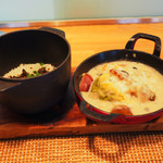 ビストロアム - ランチコース 4484円 のふきのとうご飯 鱈 シチュー