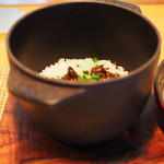 ビストロアム - ランチコース 4484円 のふきのとうご飯 鱈 シチュー