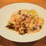 ビストロアム - ランチコース 4484円 のふきのとうご飯 鱈 シチュー