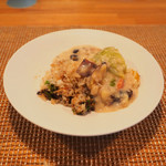 ビストロアム - ランチコース 4484円 のふきのとうご飯 鱈 シチュー