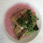 ルグドゥノム ブション リヨネ - 季節の魚料理。九州のアマダイ、菜の花リゾット、ビーツソース