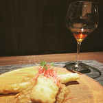 O2 - オリジナルアレンジ 鯛とアスパラフリットのXO醬ソース