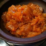 三ツ寺筋 鳥しん - 火を付ける前のゼリー状の赤水炊き