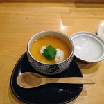 小判寿司 - 茶碗蒸しに鯛の白子