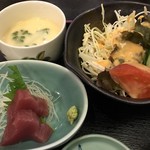 鮮菜家 - 刺身・サラダ・茶碗蒸しの３点セット