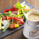 Bagna cauda with colorful vegetables