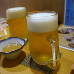 寿司居酒屋 岬 - まずビールで乾杯！