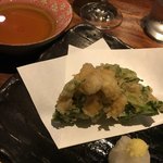 銀座 いっぱし - 小柱のと春菊のかき揚げ