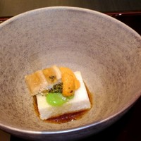 与太呂 本店 - 先付 ○煮穴子 ○長芋姜 ○海胆 ○そら豆 ○とんぶり