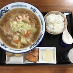 麺カフェ 乙人 - 日替わりランチ広東麺セット、650円です。