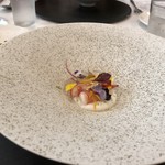 食堂セゾンドール - 唐津・車海老ボイル　新玉ねぎクリーム　トマトジュレ