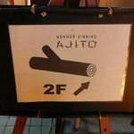 ajito wonderdining - 階段の前にある看板