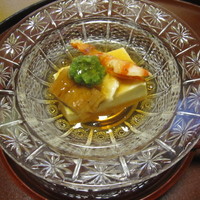 北瑞苑 - 先付、湯葉豆腐・鰻・オクラ・とろろ・美味出しジュレ、ダレシ