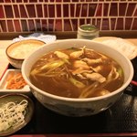 味奈登庵 - カレー南蛮そば 大盛り＋揚げ玉＋ごはん♡