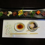 天毬 - 組肴（追加：栃木和牛炙り焼き）