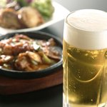 おこにゃん - てっぱん焼きとビール♪　　　　最高の組み合わせです！