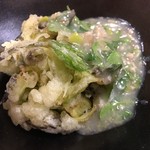 鰻はし本 - 鰻とコシアブラのかき揚げ 葉山椒と天豆のあん