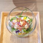 Osteria Italiana COVA - 桜海老とセミドライトマトとハマグリのマリネ　桜海老ムース