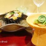 銀座 しのはら - 岩手の牡蠣、タラの芽 こごみ