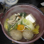 三陽荘 - 朝獲れ鮮魚の姿造りつき潮騒会席(つみれ鍋)加熱後