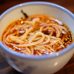 AFURI - つけ麺 大盛 辛露 1340円 のつけ汁の中のつけ麺