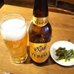 山珍 - セットドリンク、＋200円で、エビスビール(小瓶)が飲めます!!