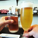 旬彩 天ぷら 心来(しんら） - 生ビール と 冷たい お茶 で乾杯！　　　　　2018.05.01