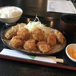 真古都亭 - 生ほたてフライ定食 １８５０円＋生しいたけフライ２コ２８０円