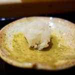 鮨みなと - ［2018/04］酒肴⑫ 道産煮あわび 肝ソース・最後にしゃり玉