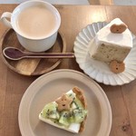 おやつセット 700円(税込)
          ✿キウイのタルト
          ✿ロイヤルミルクティー  
          紅茶のシフォン 300円(税込)
          クッキー 130円(税込)