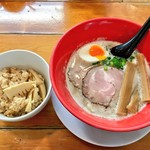 俺のラーメン あっぱれ屋 - 濁とろ塩ラーメン＆あっぱれ飯