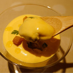 酒の宿 玉城屋 - 甘エビと人参のムース　ふきのとう