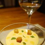 酒の宿 玉城屋 - 甘エビと人参のムース　ふきのとう