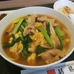 口福吉祥 喜喜龍 - 連れの週替わり麺セットの豚肉と卵炒めのせ汁ぞば