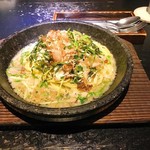 石焼生パスタ 蔵之助 - みつせ鶏と水菜の梅かつお風味の和風パスタ