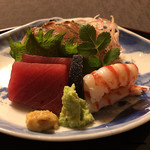 御料理 寺沢 - 本鮪赤身､車海老､鰆焼霜造り