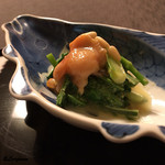 御料理 寺沢 - 赤貝とこごみのテッパイ