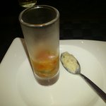 ミロ - 先付け：ガスパッチョ＋帆立マリネスプーン乗せ