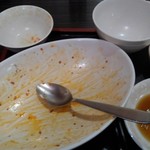 天然居 - 汁無し担々麺の写真撮り忘れちゃった(笑)サラダとココナッツジュースに、ライスとスープ、杏仁豆腐まで付いていました。