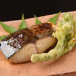 Grilled mackerel with Yuan butter ~ Served with udon bud tempura ~