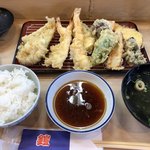 鎧 - 天ぷら定食@1,200+帆立て貝@250