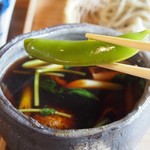 そば切り 鴨嘴 - 鴨汁（スナップえんどう）