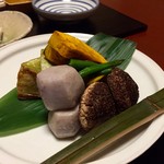 Tawaraya - 焼野菜 賀茂茄子 椎茸 小芋 南瓜 三度豆 柚子味噌