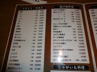 鳥辰 - メニュー