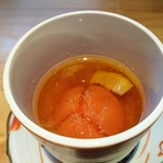 明道町中国菜 一星 - 佐藤農園のトマトスープ、豚の干し肉・金華ハム・干し海老のコンソメ