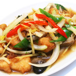 Stir-fried white fish and celery “Pla Pak Kun Chai”