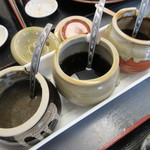 とんかつ 川久 - 【柚子味噌・醤油ソース・ソース】