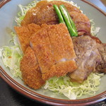 とんかつ 川久 - 【川久丼】ロースカツ・醤油ソテー・軟骨３種類の味が楽しめます♪