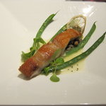 アルジェント - 金目鯛のソテー　イカ墨風味のオルゾ　レモンの香り